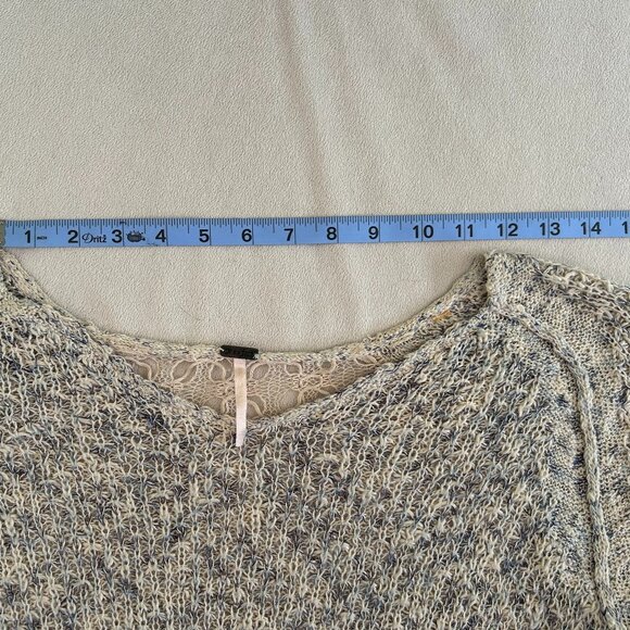 POOF Knit and Crochet Grey Blue and Cream Long Sleeved Top - Picture 7 of 10